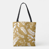 Leaf Print op Yellow Waterverf Canvas tas (Achterkant)