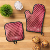 Leaf Red Diagonal Ovenwant & Pannenlap Set (Top down)