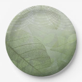 Leaf Sage Green Silver Glitter Fantasy Papieren Bordje (Voorkant)