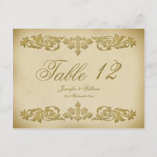 Leaf Scroll Trouwtafel Nummer Briefkaart
