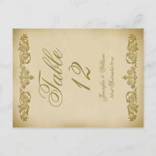 Leaf Scroll Trouwtafel Nummer Briefkaart