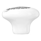 Leaf Sprig #1 Keramische Knob Knop (Zijkant)