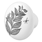 Leaf Sprig #1 Keramische Knob Knop (Rechts)