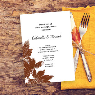Leaf Stamp Wedding Rehearsal Dinner Kaart