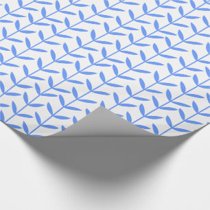 Leaf Stems - Baby Blue op White Cadeaupapier