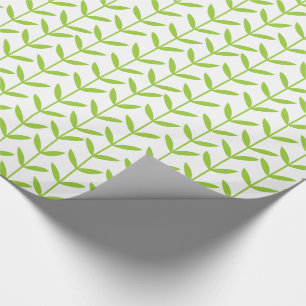 Leaf Stems - Martian Green over White Cadeaupapier