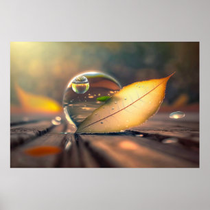 Leaf Water Kalm Tranquil Natuur Vreedzaam Seizoen Poster