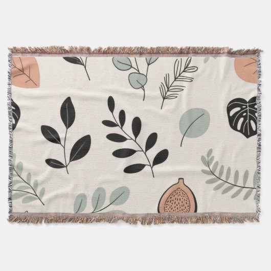 Leaf Whisper – Minimal Botanical Line Art Blanket Deken (Voorkant)