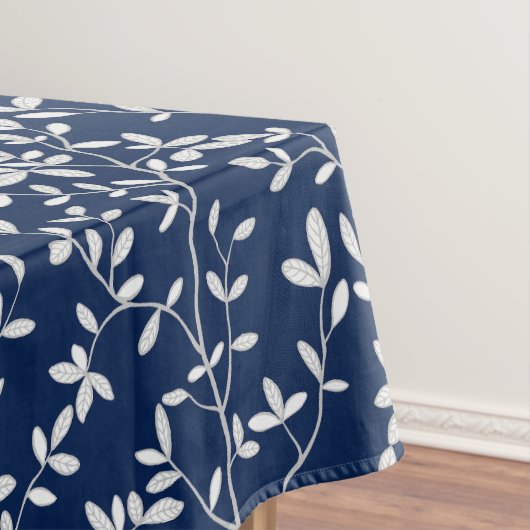 Leafline Spread Navy Wit Tafelkleed (Voorbeeld)