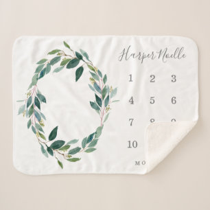 Leafy Baby Milestone Sherpa Deken