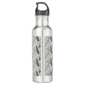 Leafy Boho Botanical Earthy Pattern Monogram Waterfles (Achterkant)