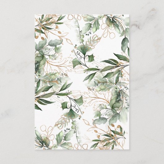 Leafy Botanical Eucalyptus Elegant Greenery Moss Informatiekaartje (Achterkant)