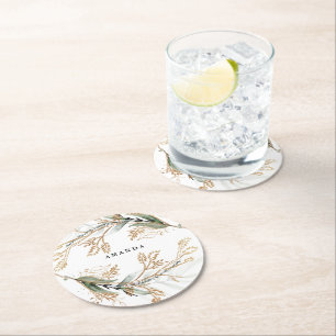 Leafy Botanical Eucalyptus Modern Greenery Branch Ronde Kartonnen Onderzetter