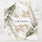 Leafy Botanical Eucalyptus Modern Greenery Branch Wijn Etiket (Enkel label)
