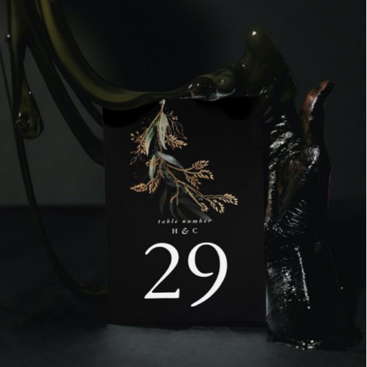 Leafy Botanical Eucalyptus Modern Premium Black Kaart