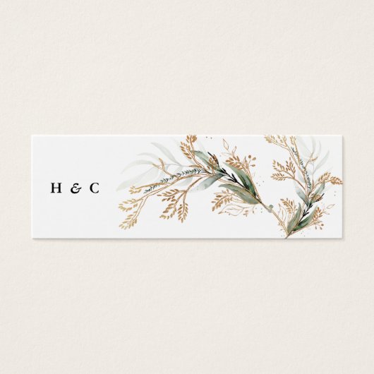 Leafy Branch Eucalyptus Elegant Greenery Sage Mini Visitekaartjes (Voorkant)
