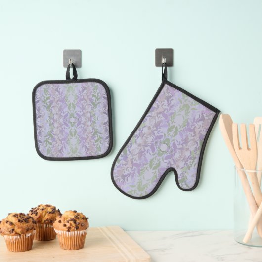 Leafy Creeping Vine Drawing Pattern With Pastels Ovenwant & Pannenlap Set (Insitu(Ophanging))