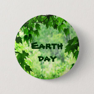 Leafy Earth Day Ronde Button 5,7 Cm