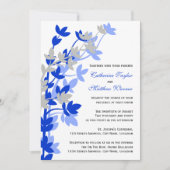 Leafy Elegance in Blue Silver Wedding Kaart (Voorkant)
