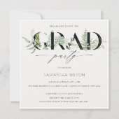 Leafy Fern Succulent Fauna Photo Afstuderen Invite Bedankkaart (Voorkant)