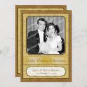 Leafy Golden Damask (50e) Jubileum-uitnodiging Kaart (Voorkant / Achterkant)