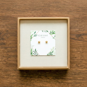 Leafy green and gold border earning display card vierkante visitekaartjes
