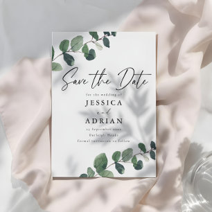 Leafy Green Elegance bruiloft Save The Date