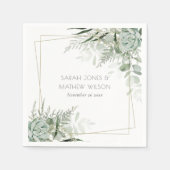 Leafy Green Fern Succulent Lijst Foliage Wedding Servet (Voorkant)