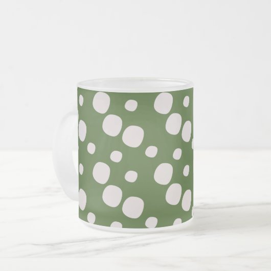 Leafy Green Roze Stippen Matglas Koffiemok (Voorkant links)