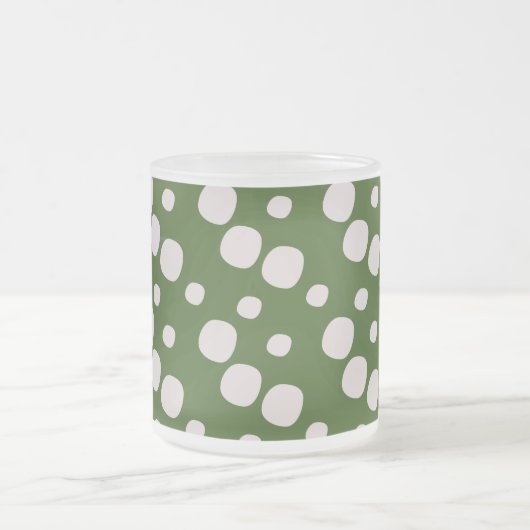 Leafy Green Roze Stippen Matglas Koffiemok (Center)