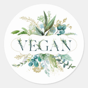 Leafy Green Vegan Design Ronde Sticker
