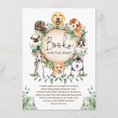 Leafy Greenery Puppy Dog Books for Baby shower Informatiekaartje (Voorkant)