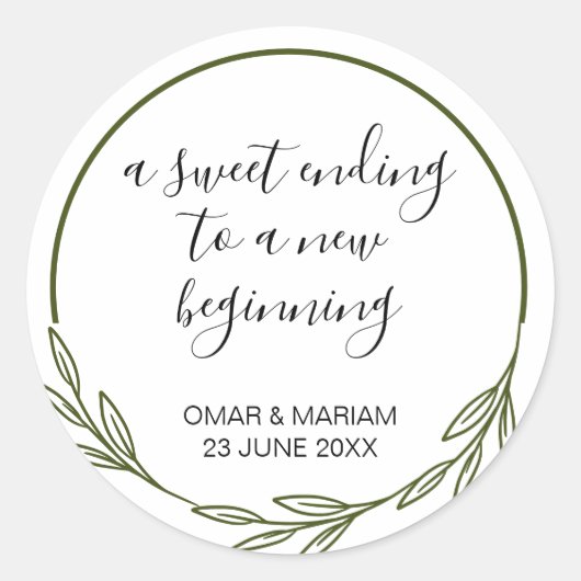 Leafy Islamic Nikkah Sticker (Voorkant)