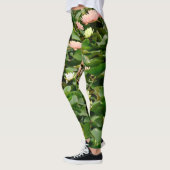 Leafy lacy roze, geel en groen lotus blossom leggings (Links)