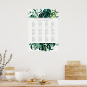 Leafy Monstera Green Fauna Wedding Seating Chart Poster (Keuken)