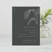Leafy Palm Sketch Black White Baby shower Invite Bedankkaart (Staand voorkant)