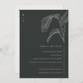 Leafy Palm Sketch Black White Baby shower Invite Bedankkaart (Voorkant / Achterkant)
