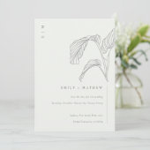 Leafy Palm Sketch Black White Save the Date Kaart (Staand voorkant)