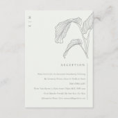 Leafy Palm Sketch Black White Weddenschap Receptio Informatiekaartje (Voorkant)