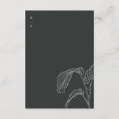 Leafy Palm Sketch Black White Weddenschap Receptio Informatiekaartje (Achterkant)