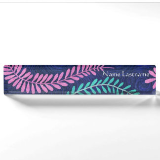 Leafy Pink en Aqua Desk Naambordje