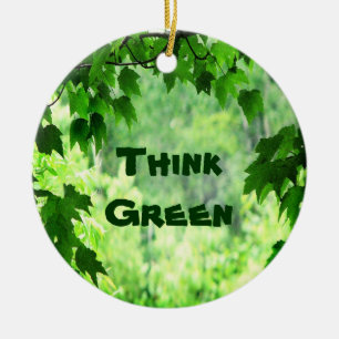 Leafy Think Green Keramisch Ornament