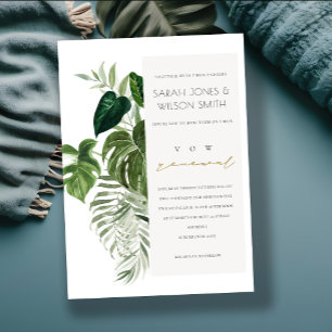 Leafy Tropical Palm Foliage Vow Renewal Invite Bedankkaart