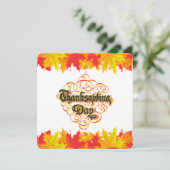Leafy Typographic Thanksgiving Day Words Feestdagenkaart (Staand voorkant)