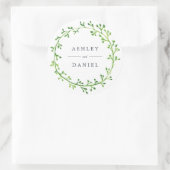 Leafy Waterverf Wreath Wedding Ronde Sticker (Tas)