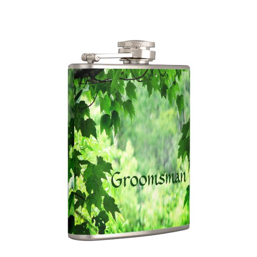 Leafy Wedding Groomsman Heupfles (Rechts)