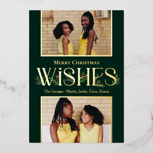 Leafy wenst Folie-feestdag bewerkbare kleur Folie Uitnodiging (Voorkant)