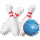 League Bowling Ball & Pins, vinylSticker Sticker (Voorkant)