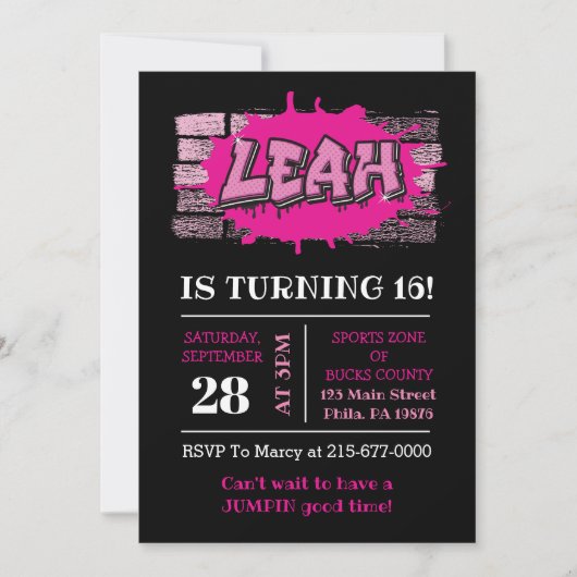 Leah Graffiti Name Brick Wall Birthday Partij Kaart (Voorkant)