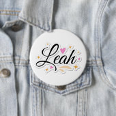 Leah naam leuk ontwerp ronde button 4,0 cm (In situ)